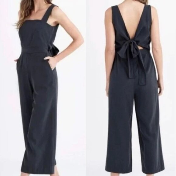 Vetta Capsule Two Piece Apron Jumpsuit Navy Blue Tencel Size 0 NWT - Picture 1 of 7